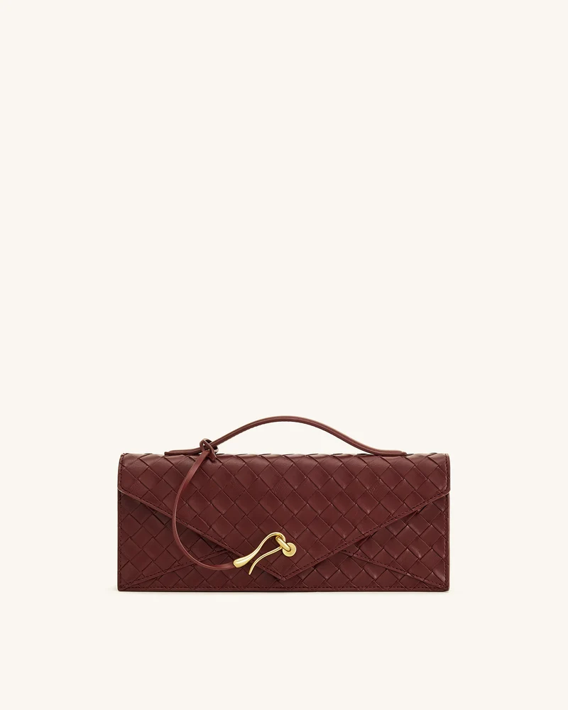 Celeste Sac à main enveloppe à anse supérieure, à texture tissée - Bourgogne