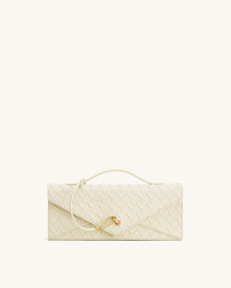Celeste Sac à main enveloppe texturé tressé - Ivoire