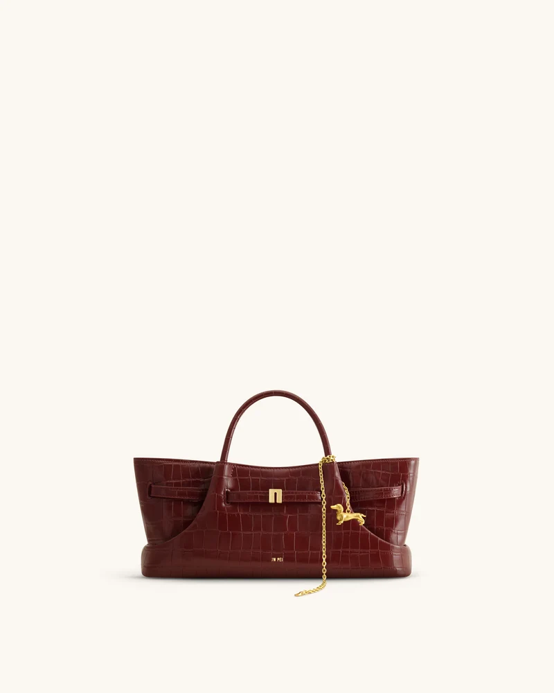 Maeve Sac cabas avec breloque en métal représentant un teckel - Crocodile bordeaux