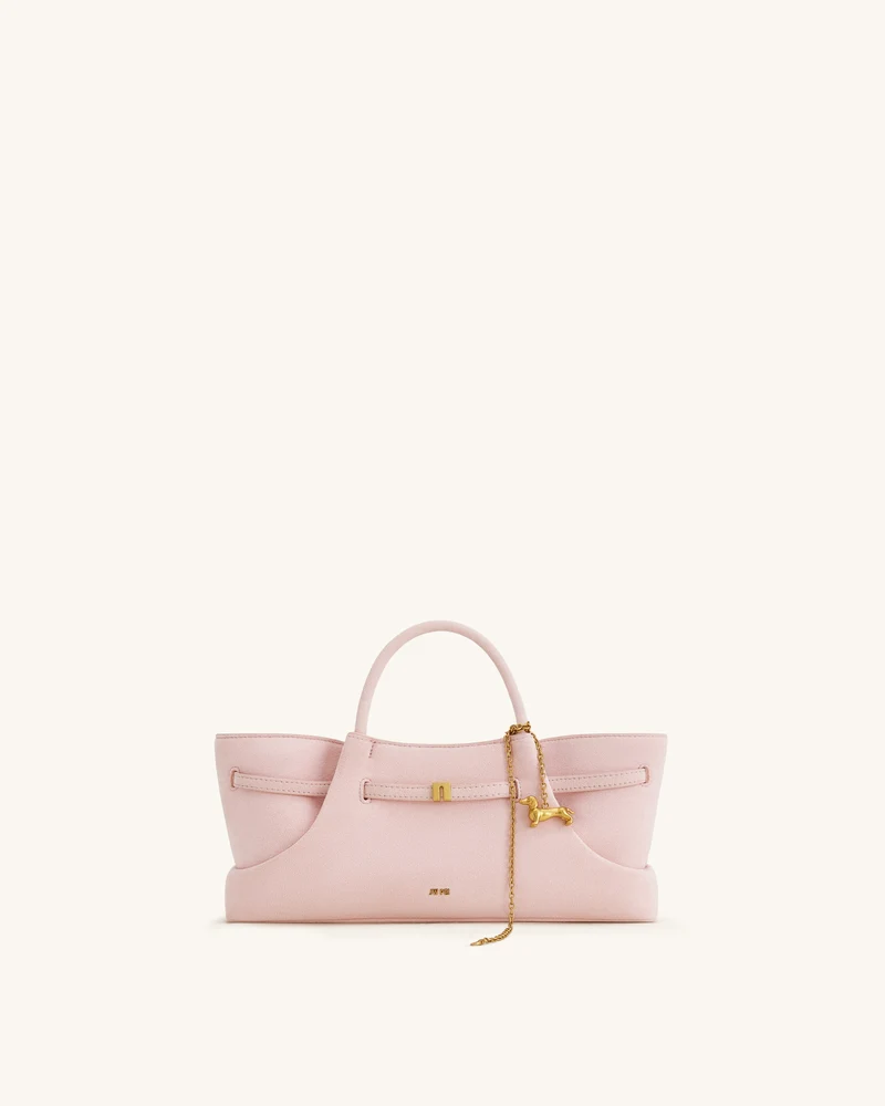 Maeve Sac cabas en faux daim avec breloque en métal représentant un teckel - Rose