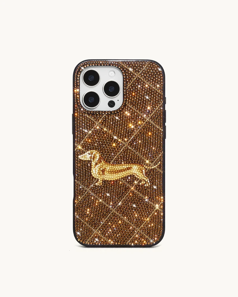 Coque de téléphone en cristal artificiel Motif Teckel - Marron