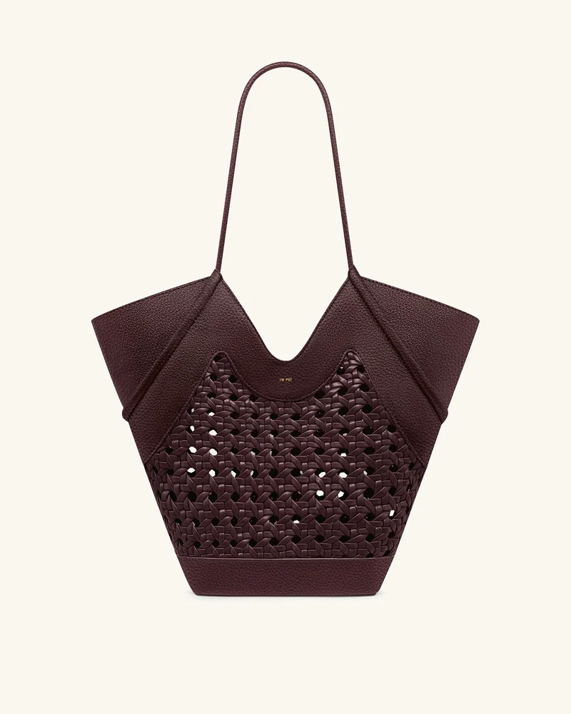 Sac fourre-tout à empiècement tissé Maribel - Bordeaux