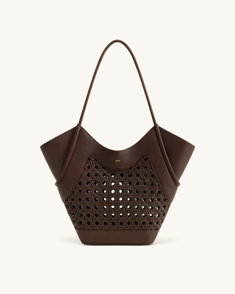 Sac fourre-tout à empiècement tissé Maribel - Marron foncé