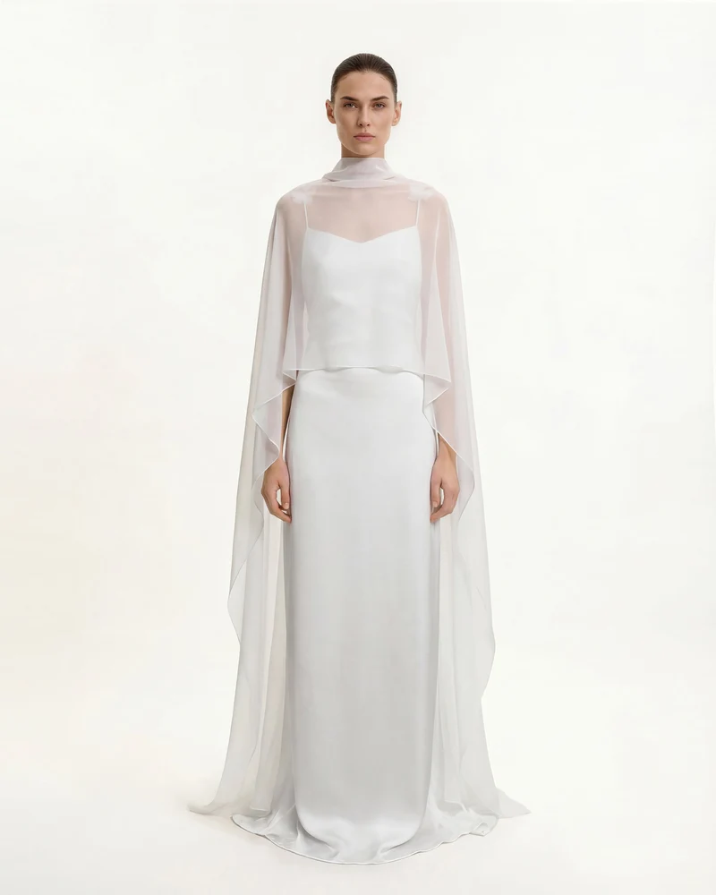 Châle cape en tulle - Blanc