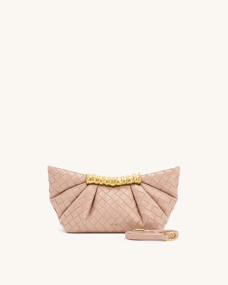 Pochette plissée à texture tissée Leia - Rose