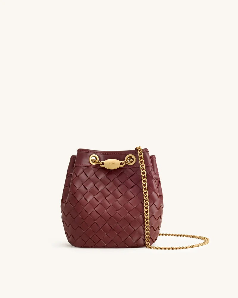 Sac seau Yara tissé à la main - Bordeaux