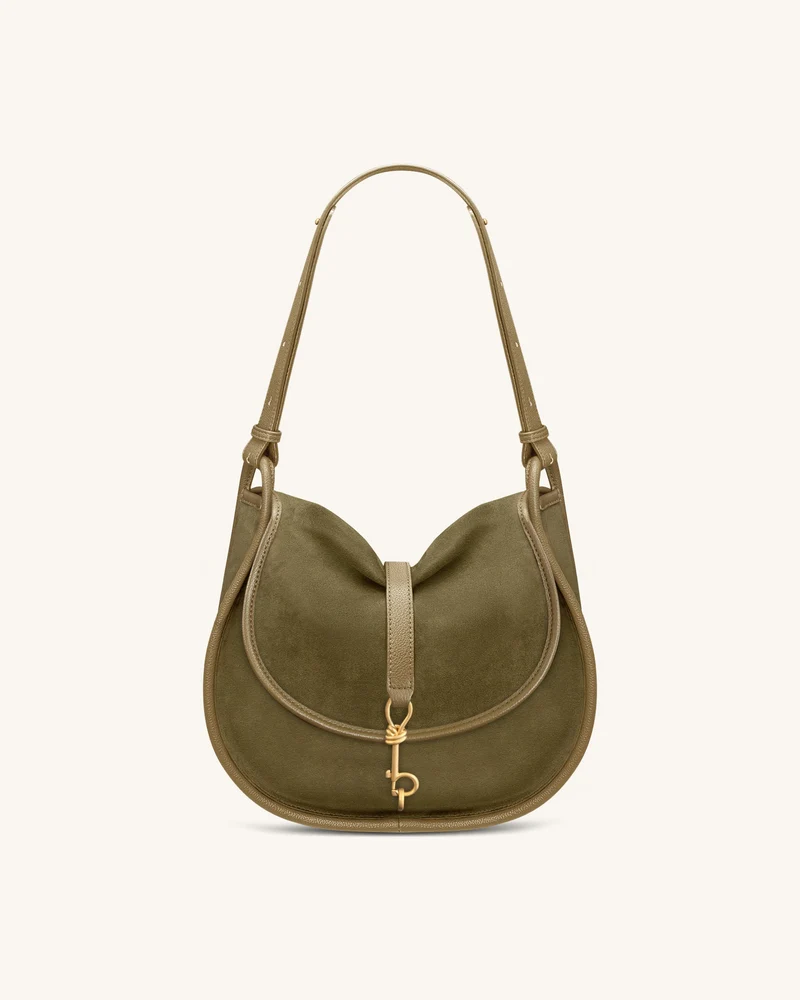 Arla Petit sac hobo en faux daim - Vert olive