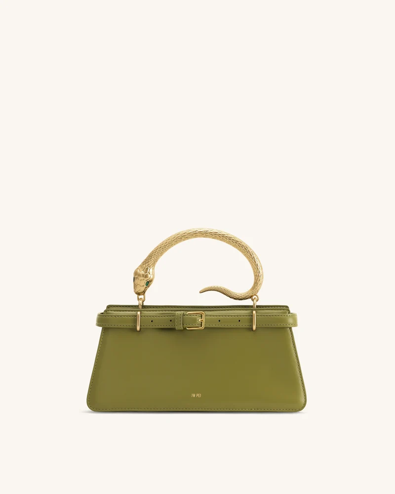 Elena Sac à main à poignée serpent - Vert matcha