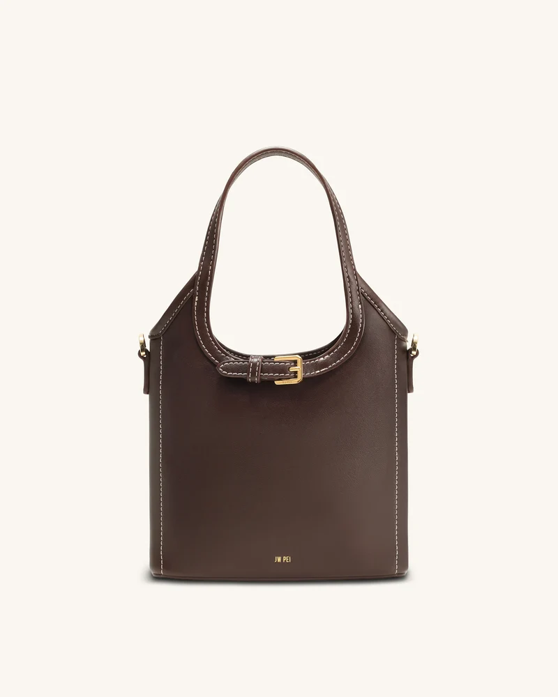 Brooke Mini Sac à Main Ceinturé Orné avec Anse Supérieure - Marron Foncé