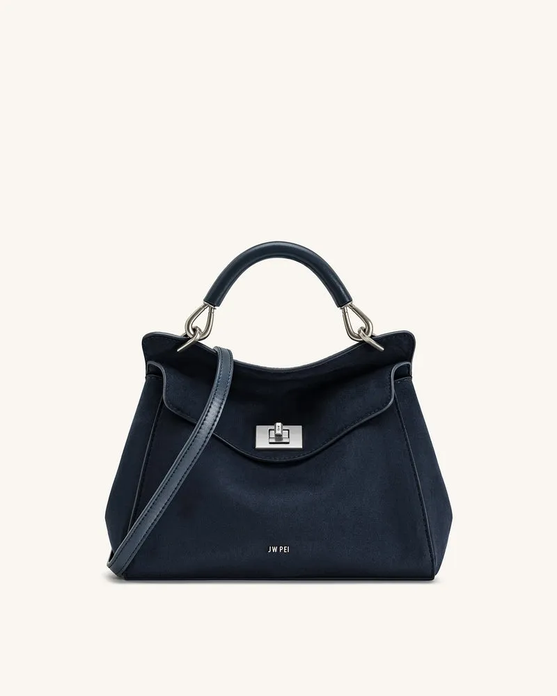 Sac à main classique en suédine Lucia – Bleu marine