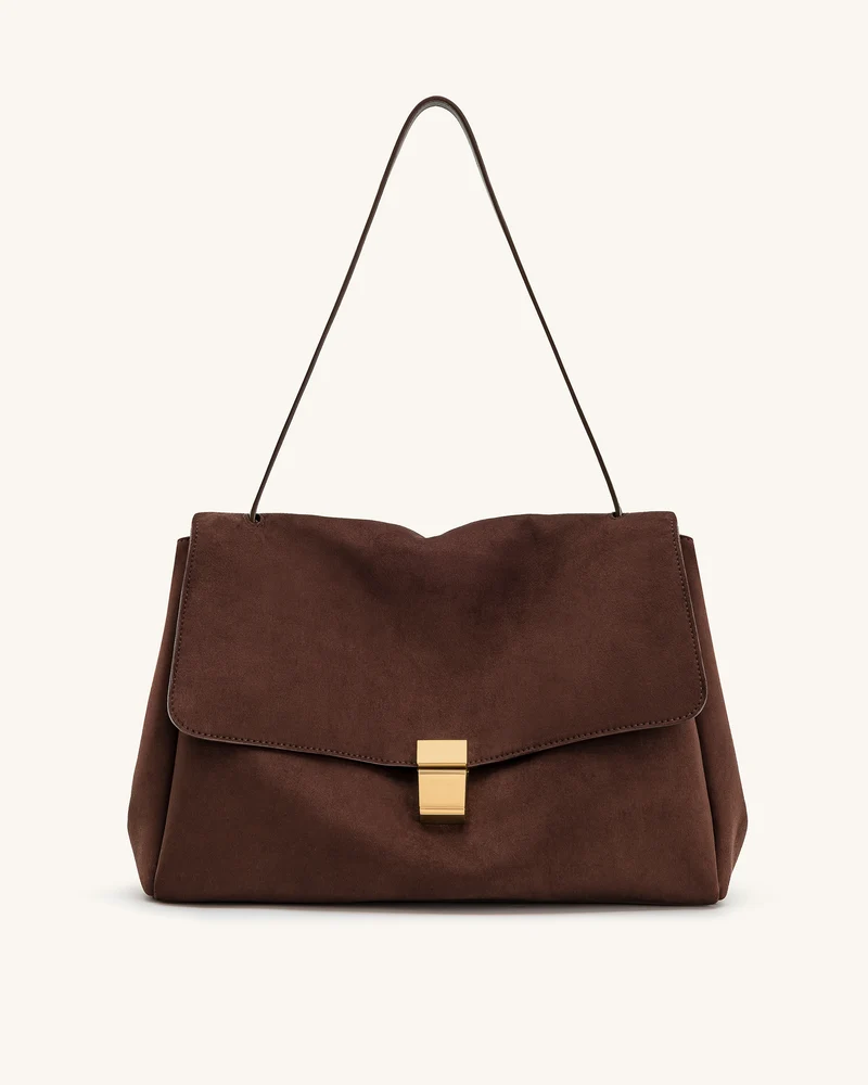 Sac bandoulière en suédine Hilary – Marron foncé