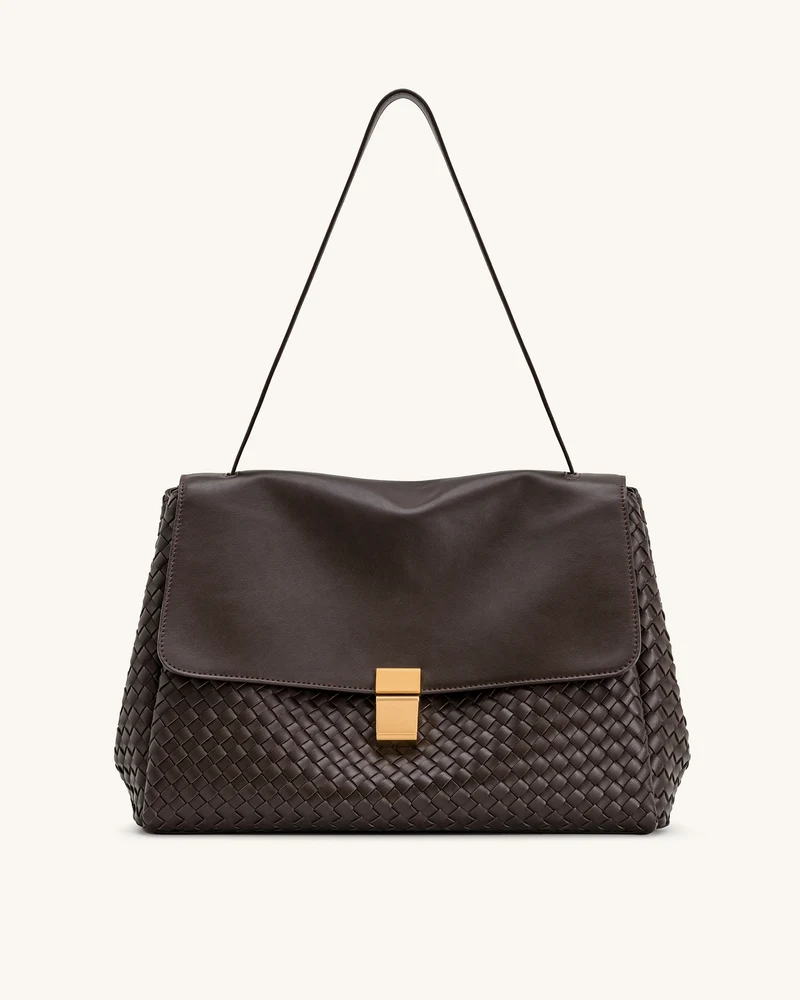 Sac bandoulière tressé Hilary – Marron foncé
