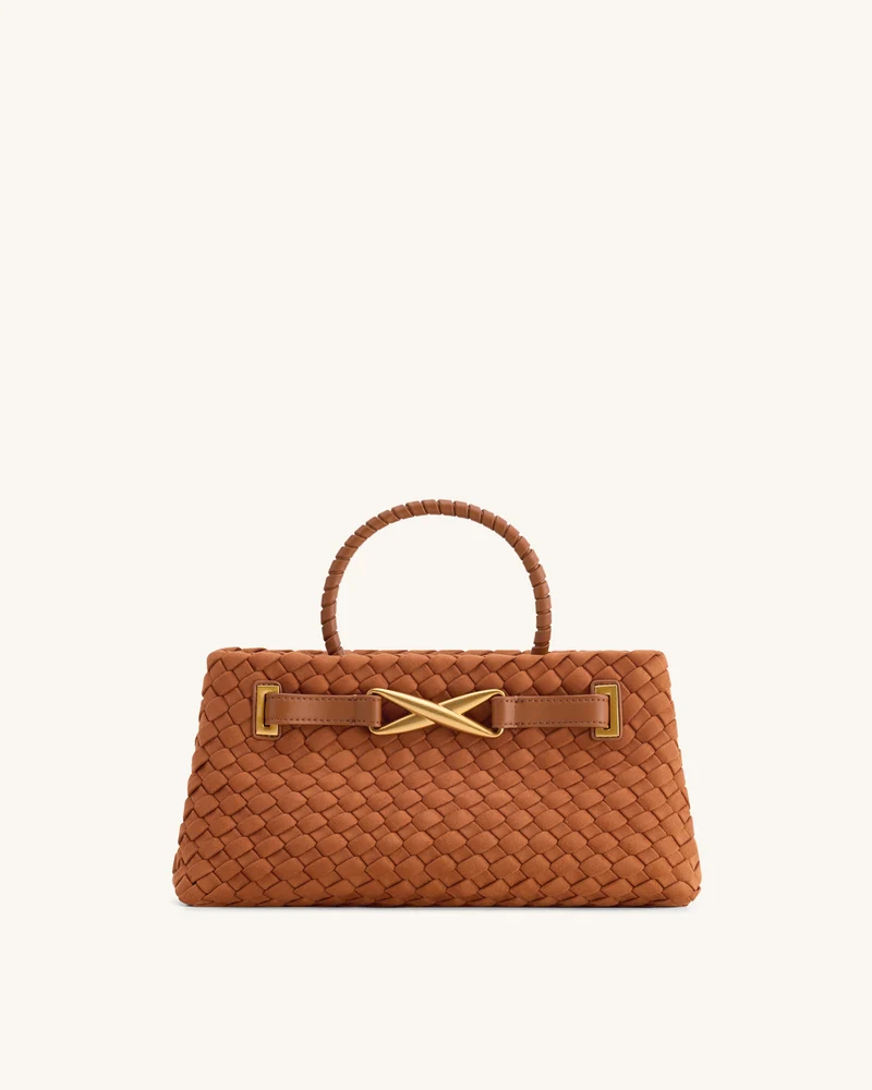 Sac cabas Elora tressé en suédine – Marron