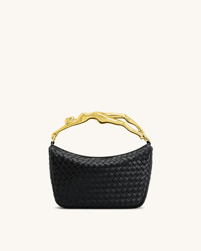 Sac à main Jenny tressé avec poignée en forme humaine – Noir