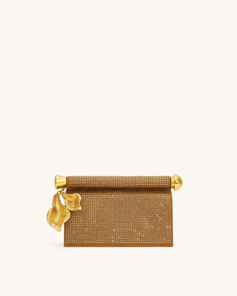 Pochette Holly ornée de pendentif en métal et cristal artificiel - Champagne