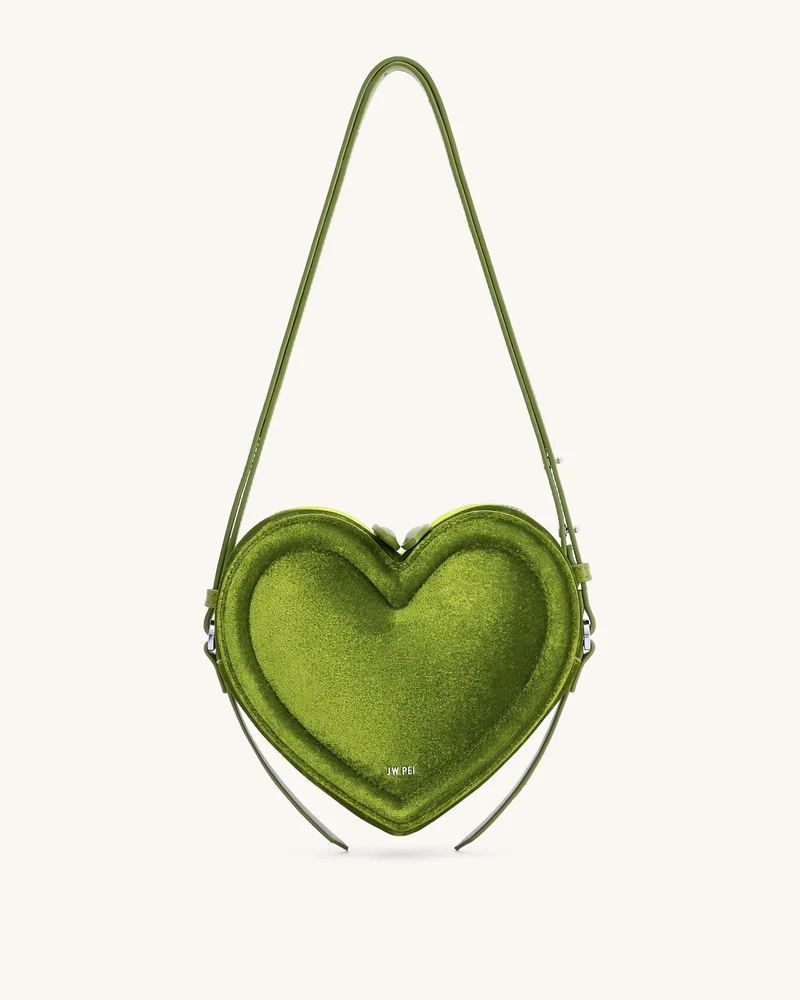 Arlene Sac en forme de cœur en velours – Vert