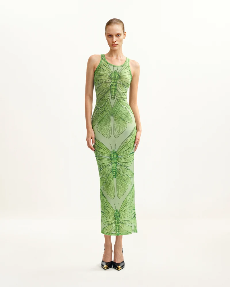 Robe en Résille à Bretelles Dragonfly Axis – Vert