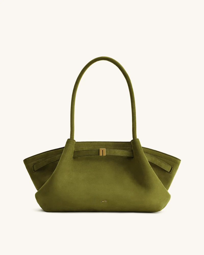 Hana Sac cabas large en simili daim - Vert olive