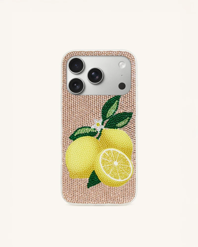 Coque de Téléphone Cristal Artificiel Citron - Doré
