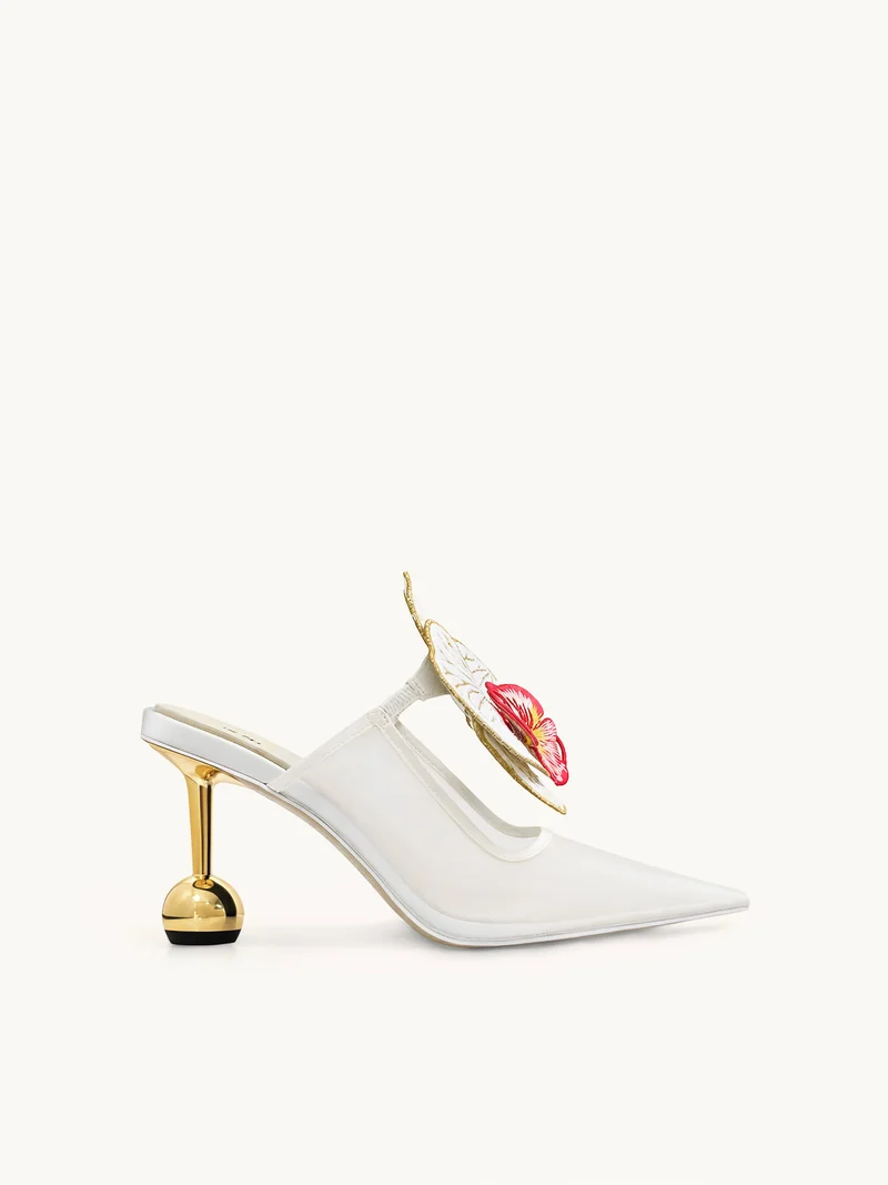 Sofia Mules à talons sphériques Orchidée - Blanc