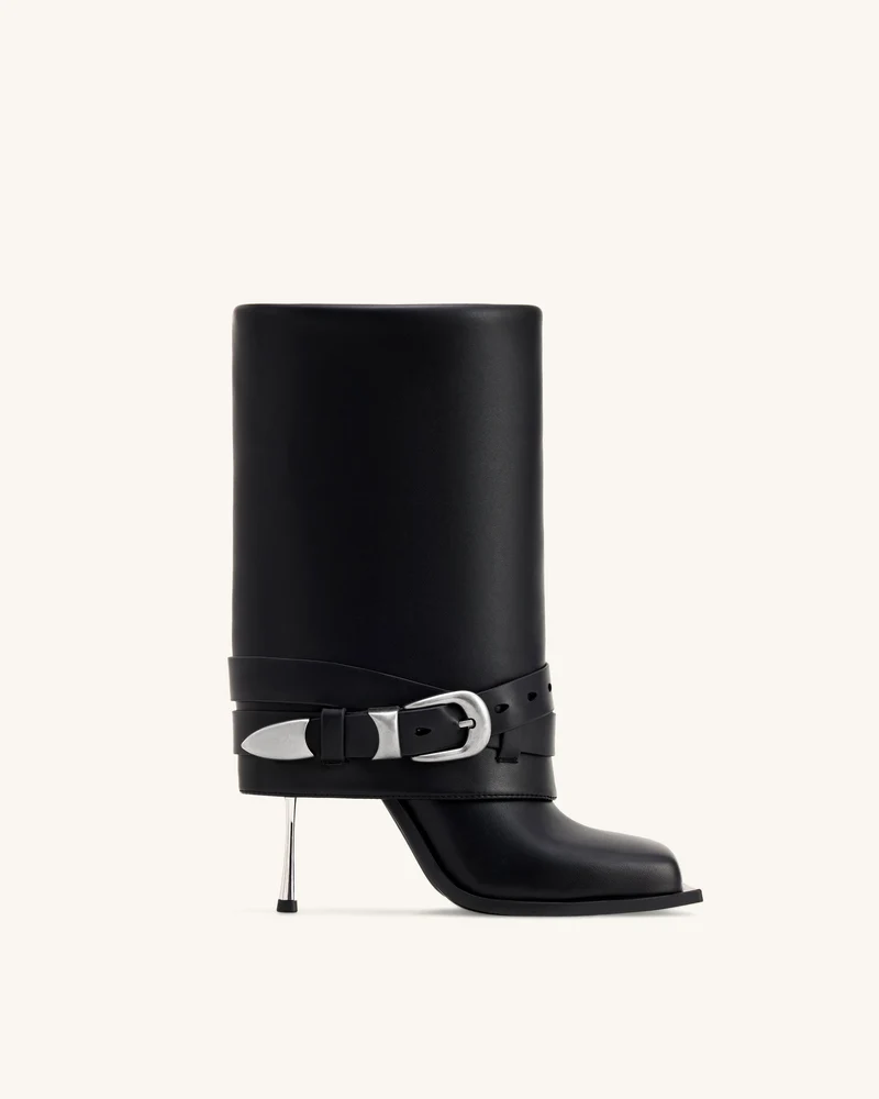 Emilia Bottines Western à boucle en cuir - Noir