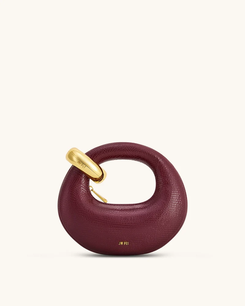 Sac Top Handle Mini Abacus en Faux Cuir Effet Serpent - Bourgogne