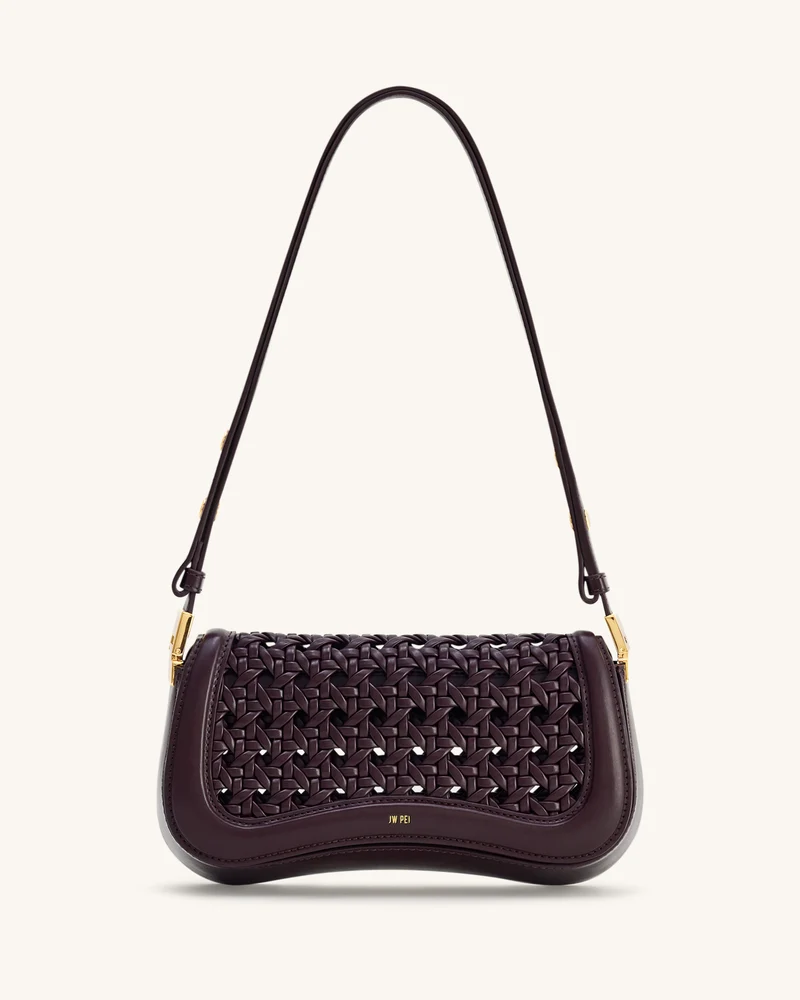 Joy Sac à bandoulière tissé - Rouge foncé