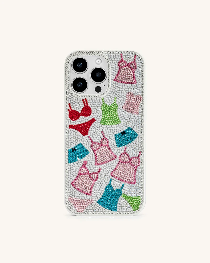 Coque de téléphone en cristal artificiel à motif lingerie – Multicolore