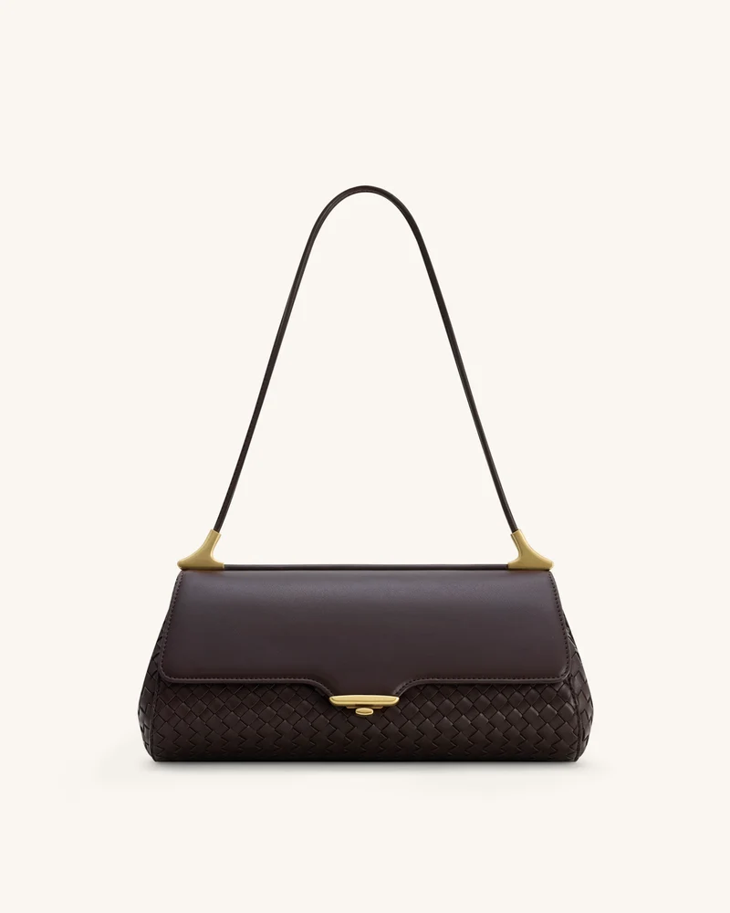 Sac à épaule Eloise tissé - Marron foncé