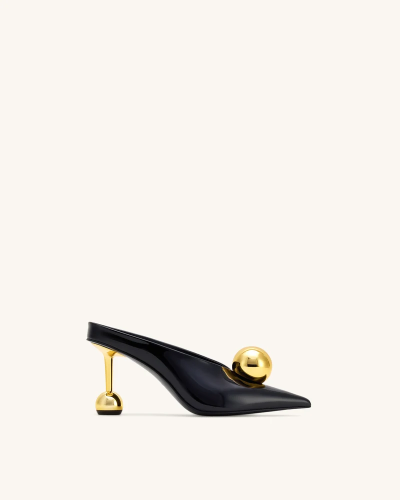 Sofia Mules à Talon Angulaire - Noir & Or
