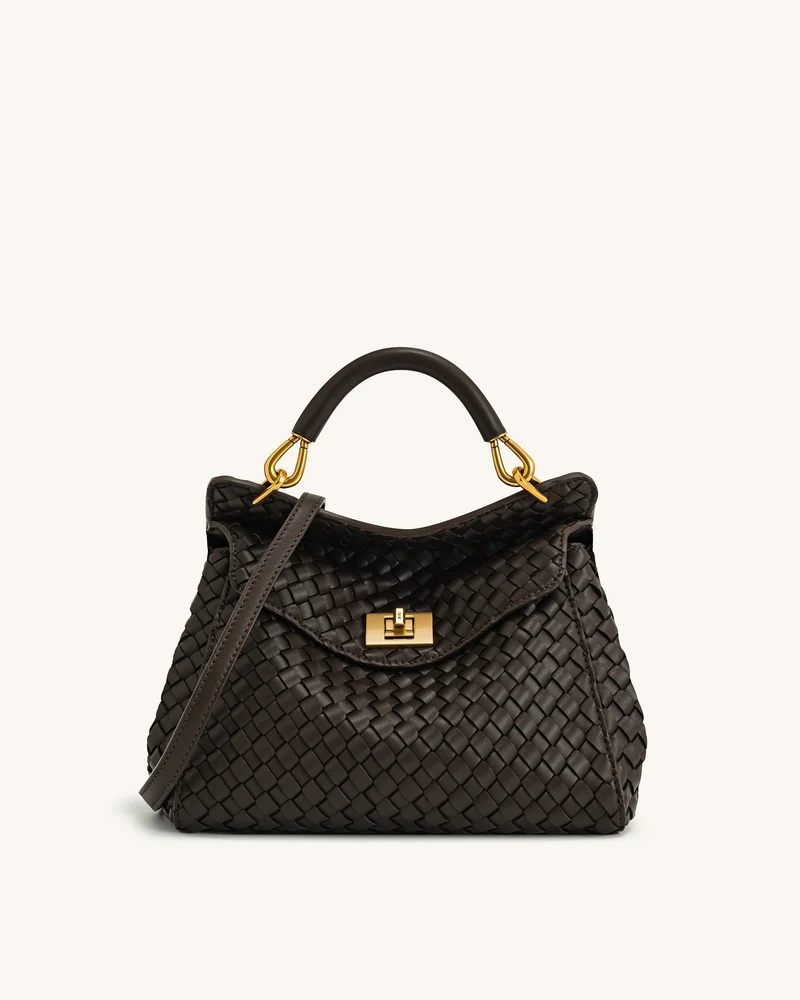 Sac tressé classique à poignée Lucia – Marron foncé