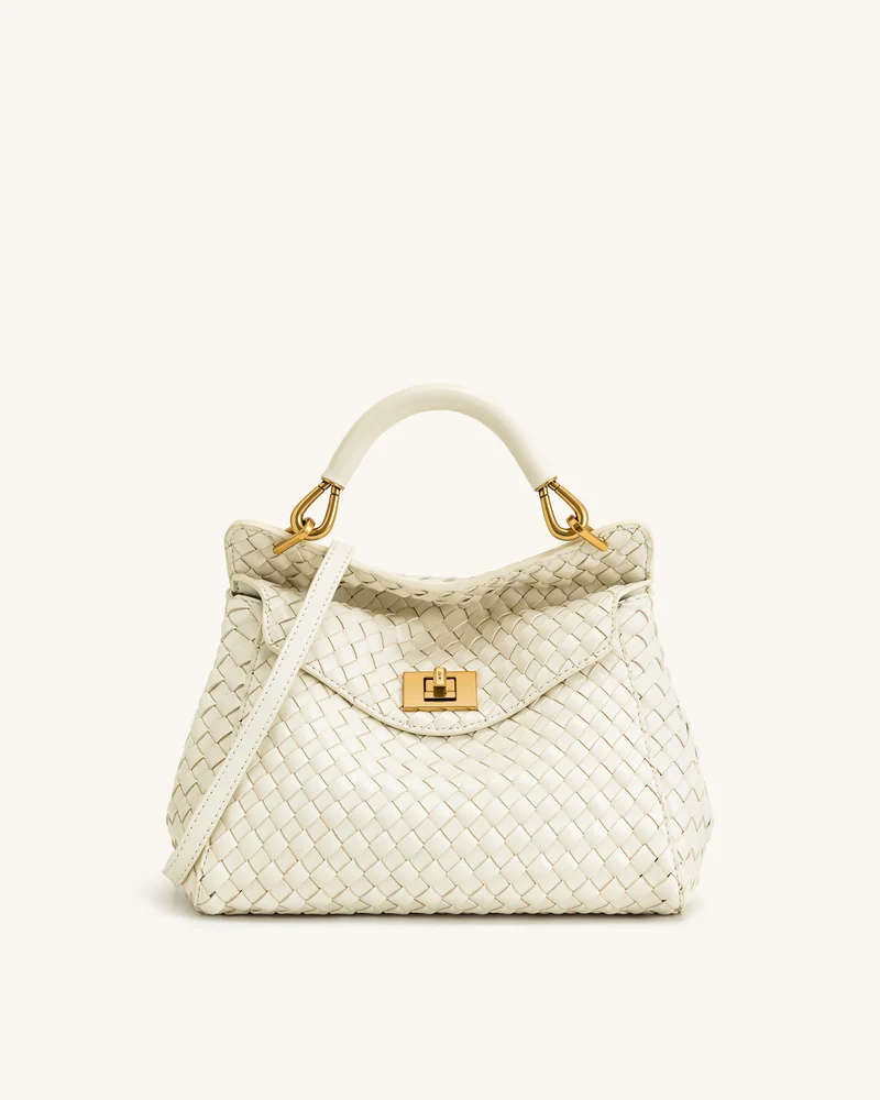 Sac tressé classique à poignée Lucia – Blanc
