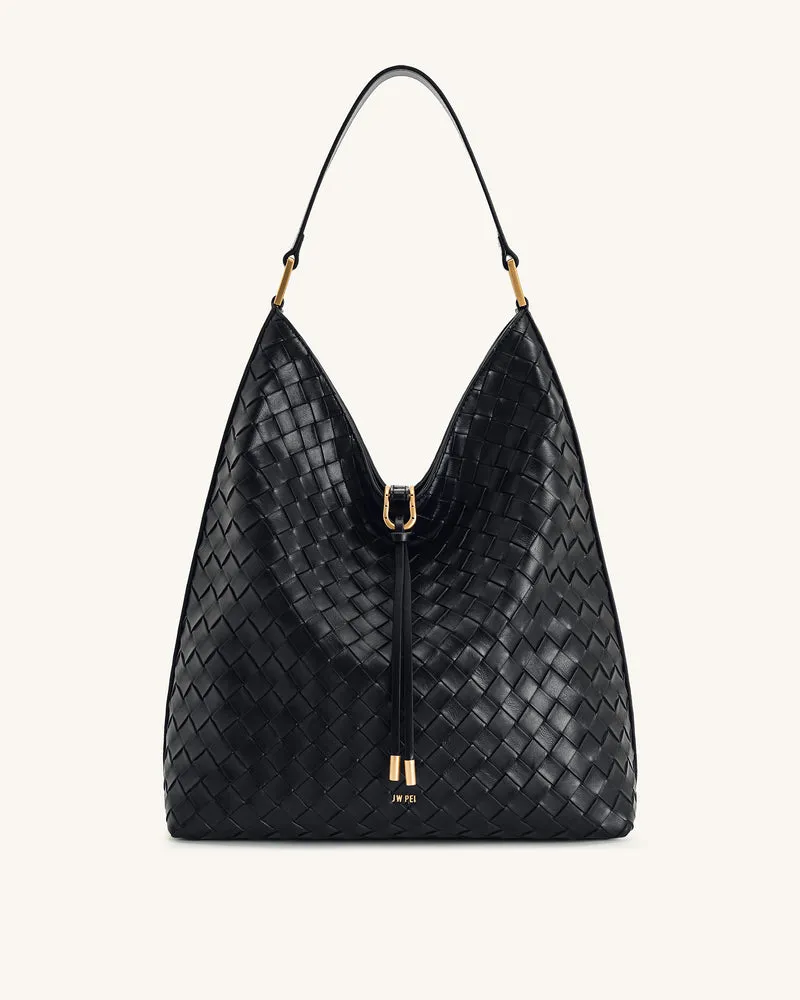 Sac à main épaule Aria à texture tissée - Noir