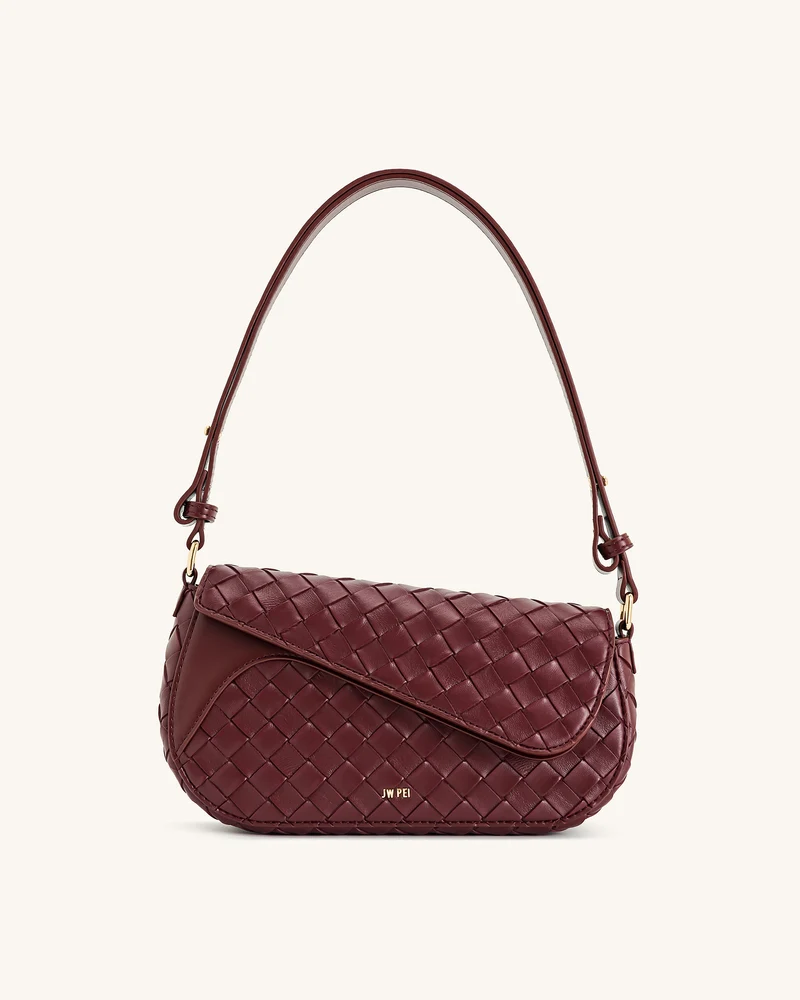 Sac bandoulière Addisyn à texture tressée – Bordeaux