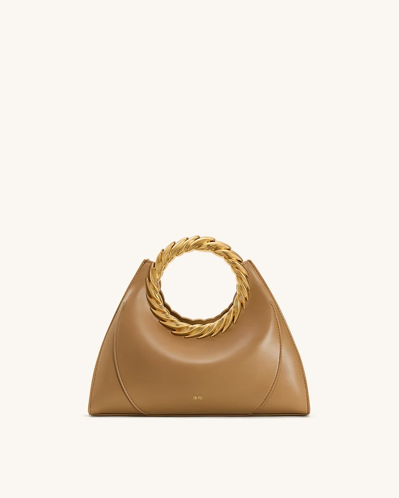 Sac Sculptural Amiya avec Poignée Feuille - Marron