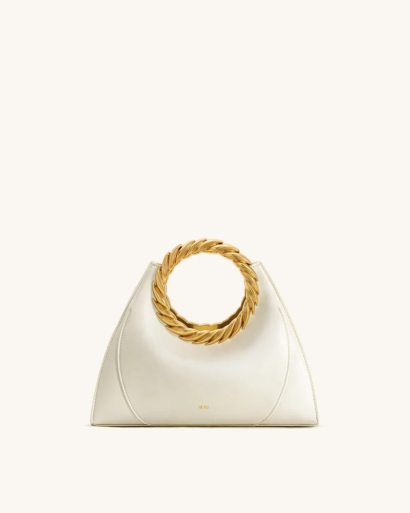 Sac Sculptural Amiya avec Poignée Feuille - Blanc