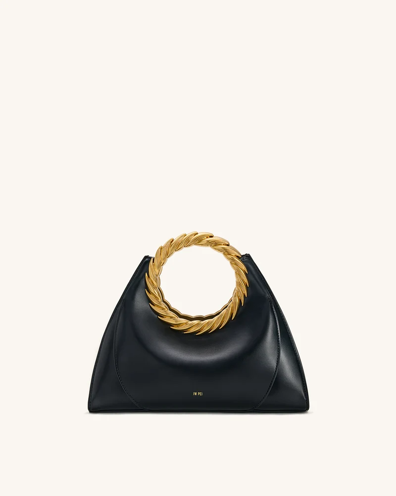 Sac Sculptural Amiya avec Poignée Feuille - Noir