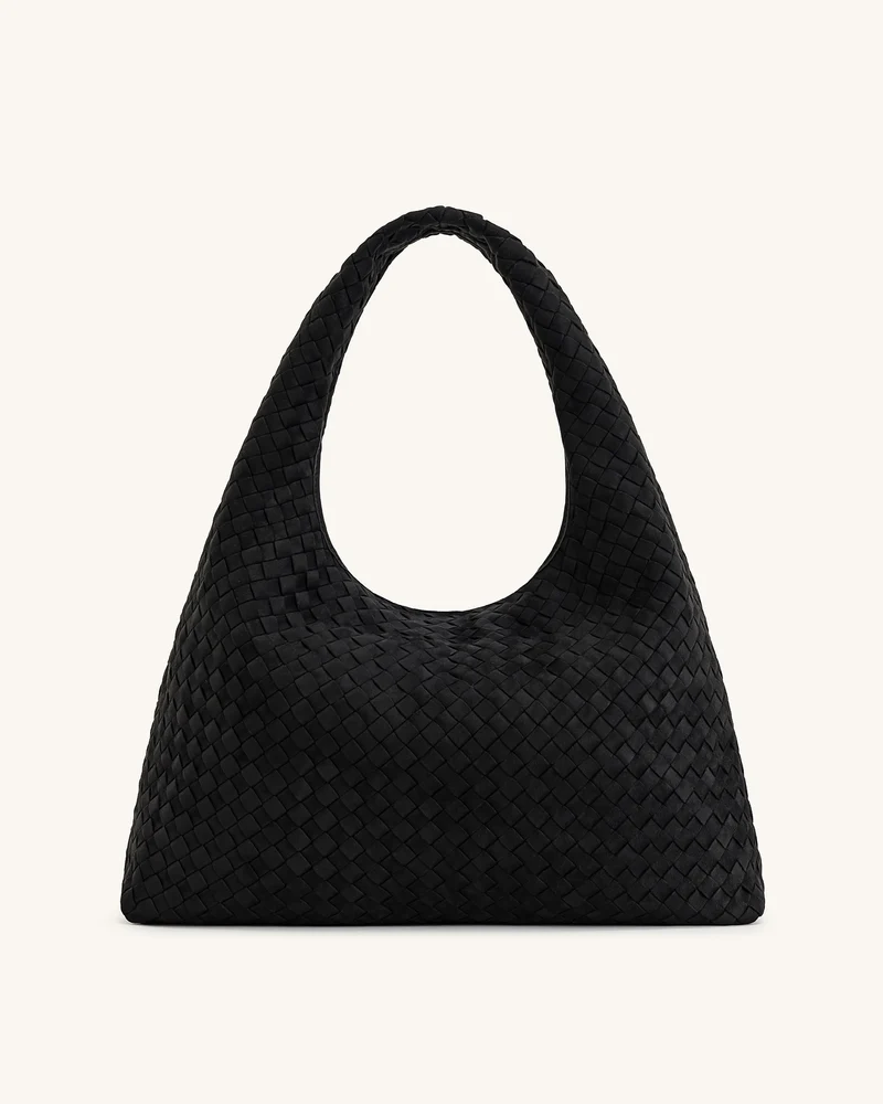 Laura Sac à bandoulière tressé en suédine - Noir
