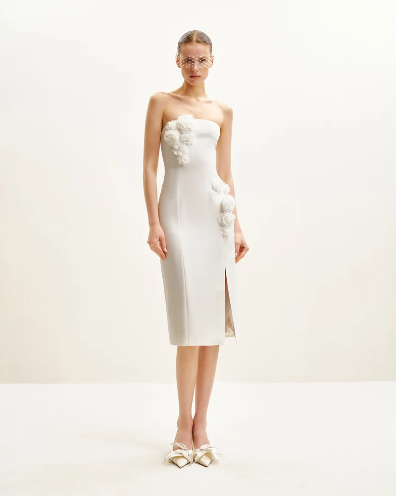 Robe Cocktail Perfection Pétale - Blanche