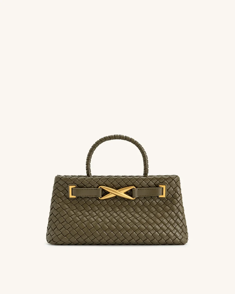 Sac Tote Tissé Elora – Olive Foncé