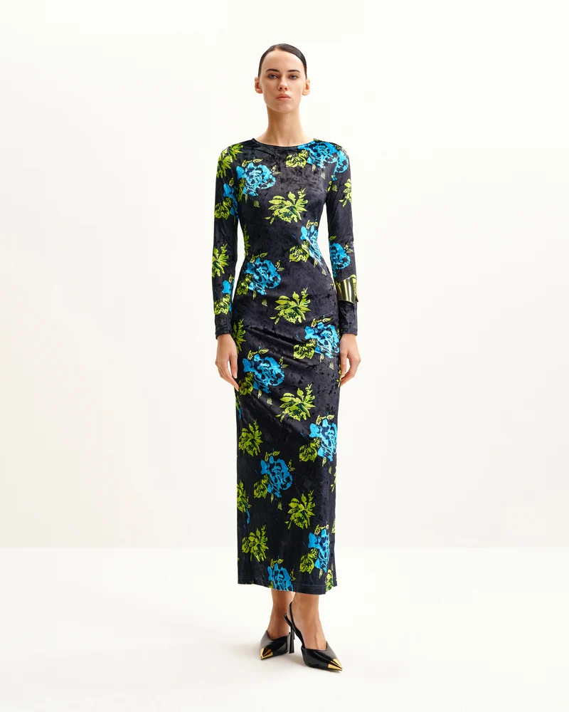 Robe Longue à Manches Longues Zoe à Imprimé Floral Vif - Multicolore