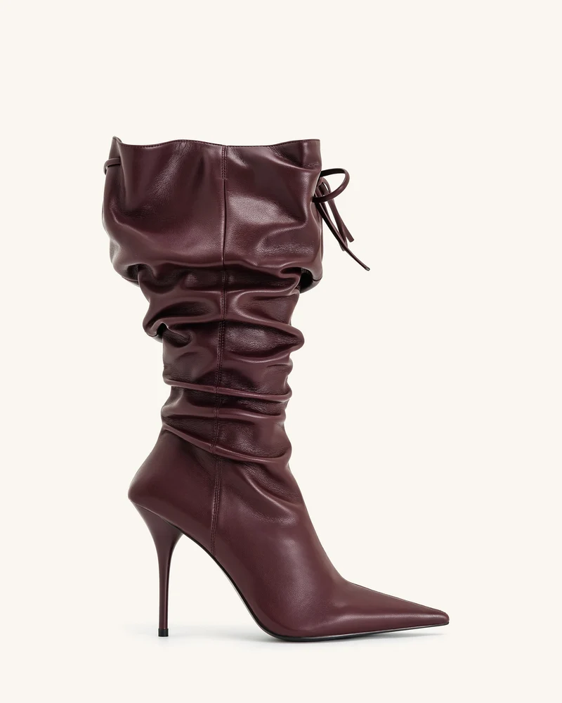 Bottes à talons hauts en cuir Olivia - Bordeaux