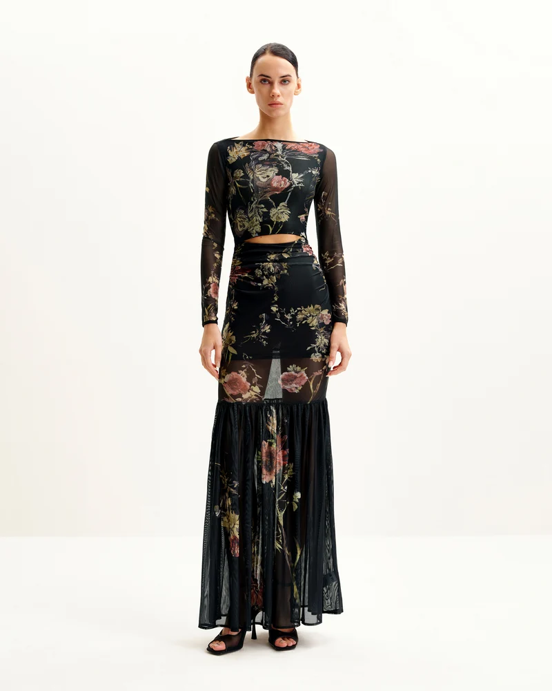 Robe en Tulle Imprimée Alicia - Multicolore