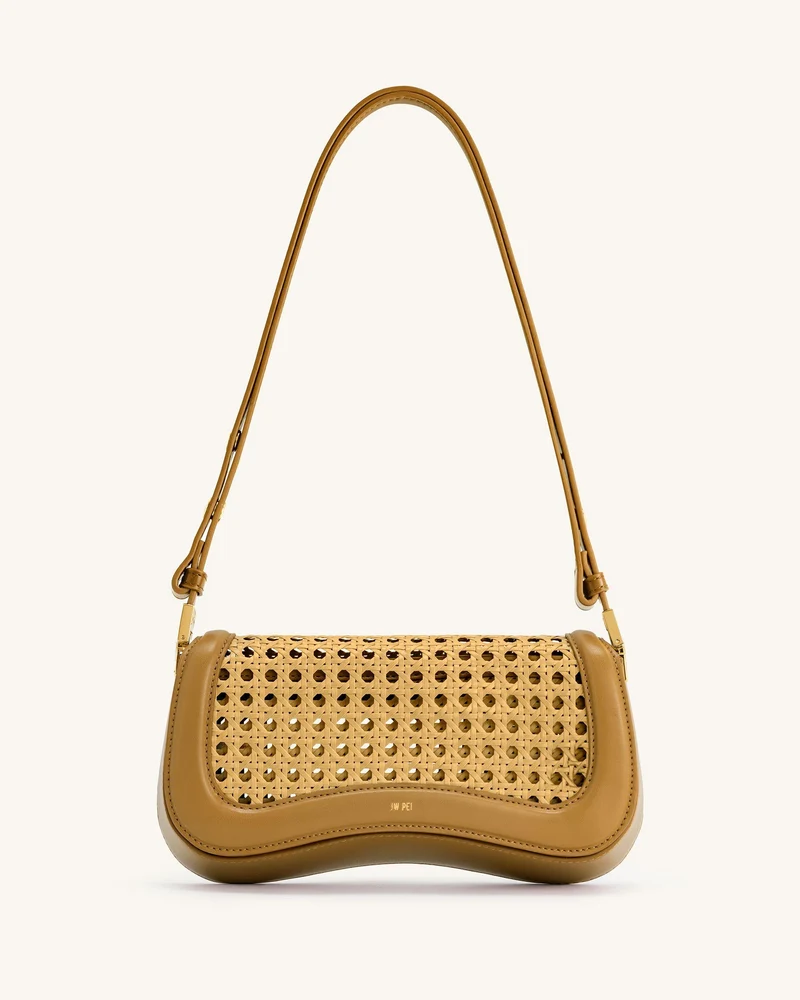 Sac à bandoulière tissé en faux bambou Joy - Marron