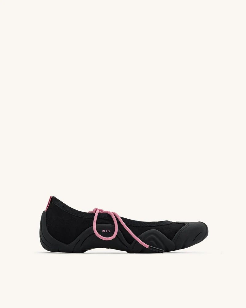 Caitlin Chaussures de ballerine à lacets - Noir