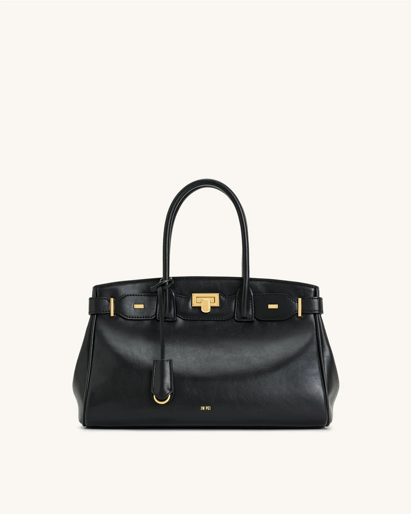 Sac cabas Ziva avec décoration à fermoir en métal – Noir