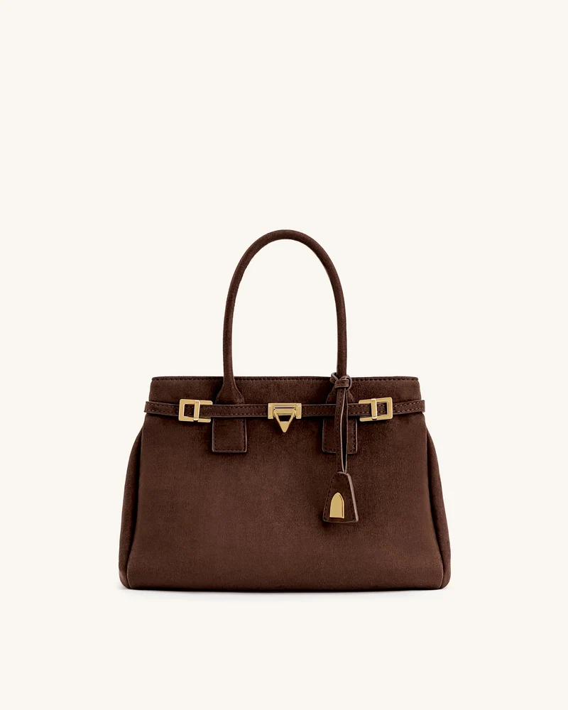Sac cabas Miley orné d'une ceinture – Marron