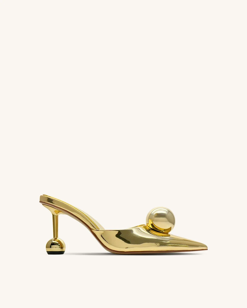 Sofia Mules à talon sphérique – Doré