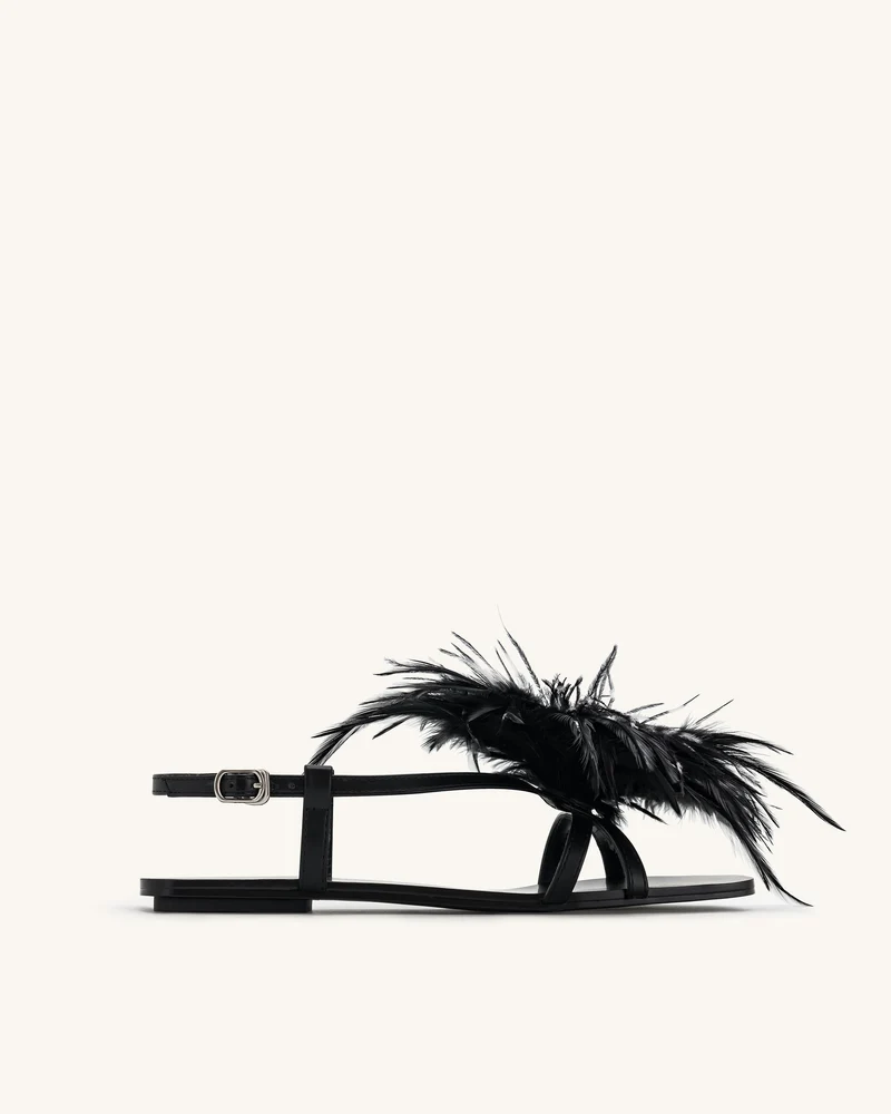 Sandales Plates Duveteuses - Noires