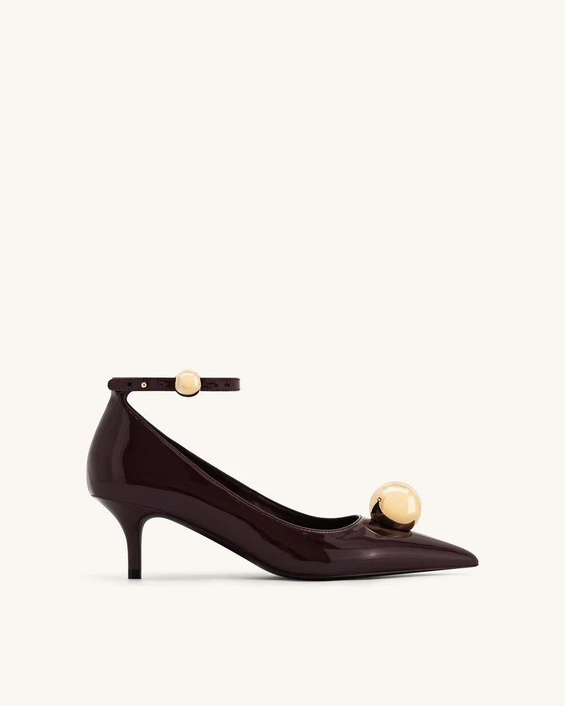 Escarpins à talons kitten avec boucle bijou - Rouge bordeaux
